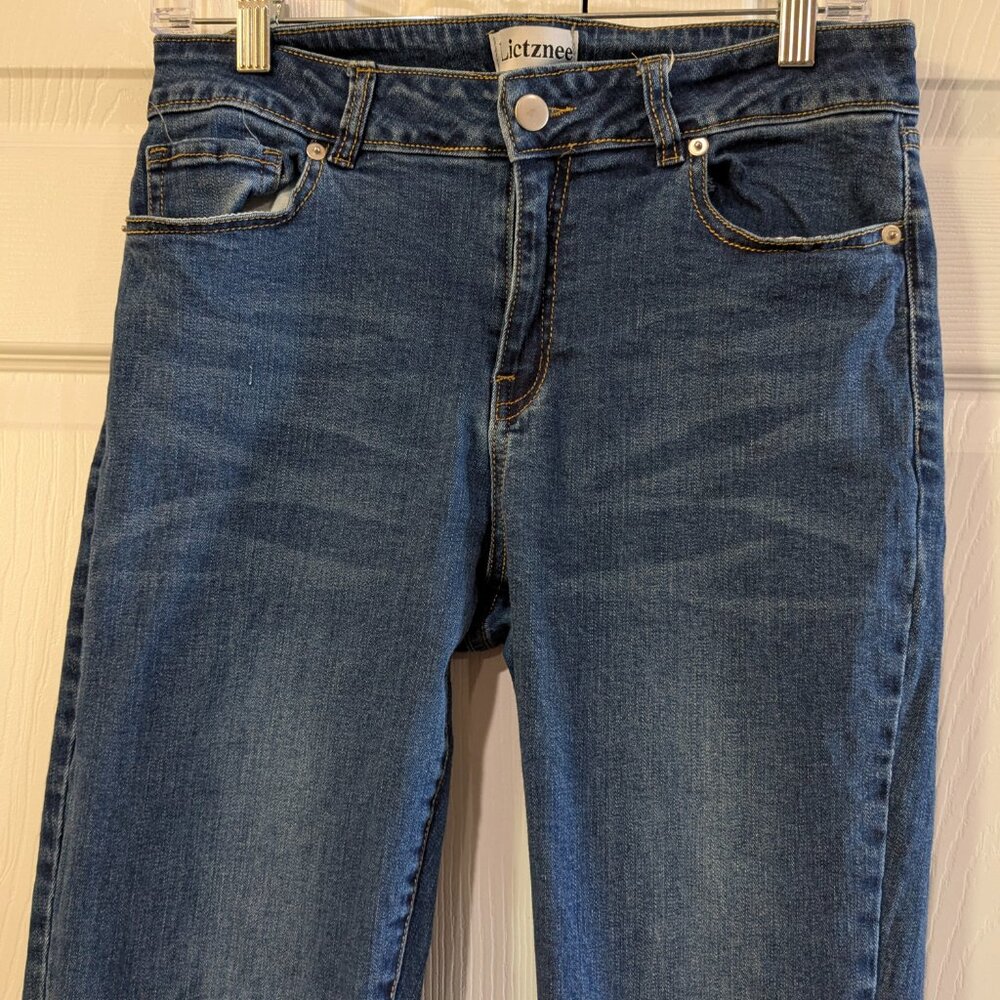 LICTZNEE Women’s Skinny Stretch High Rise Jeans, Dark Blue, Size 12 - Picture 3 of 10